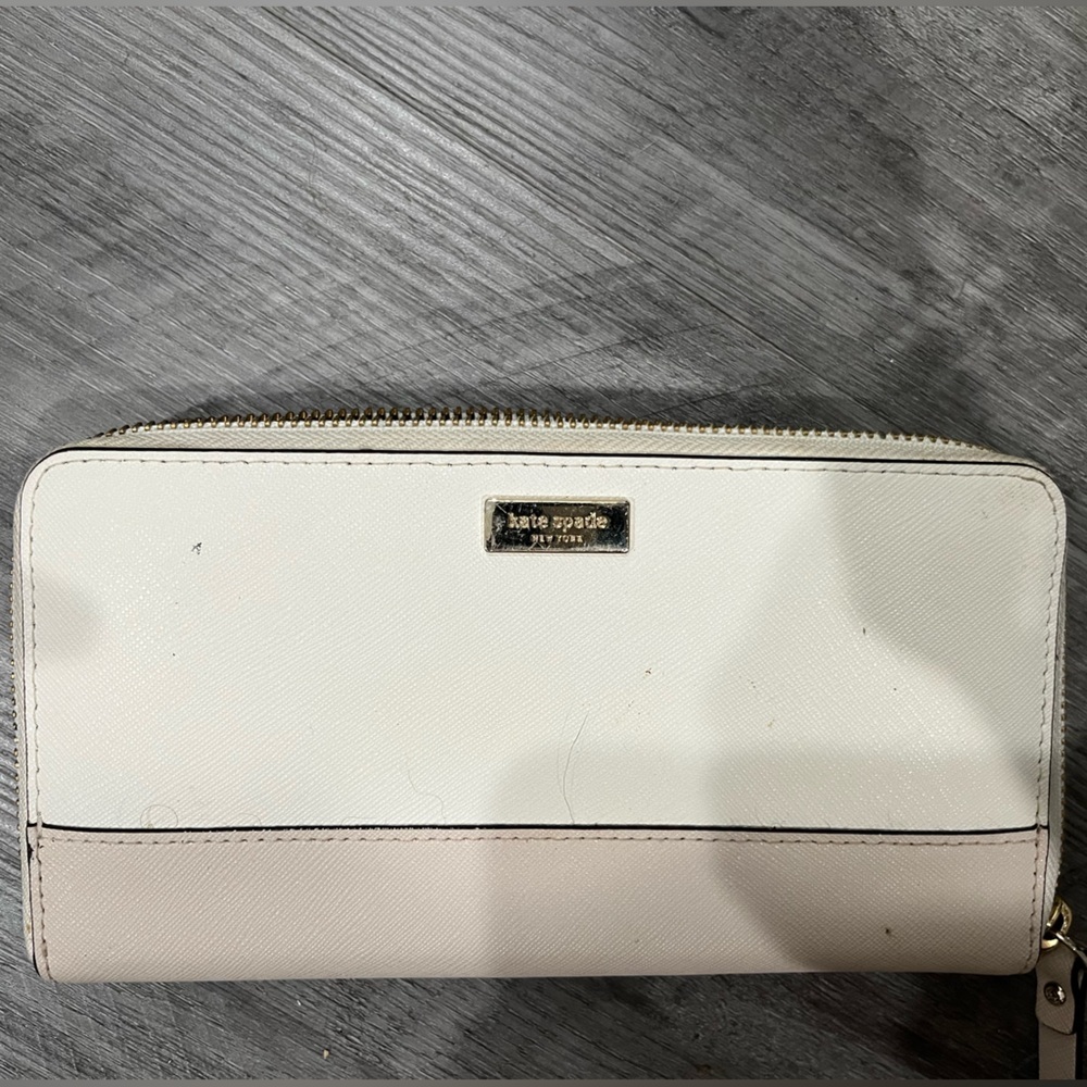 Kate spade white and pink two tone zip Wallet